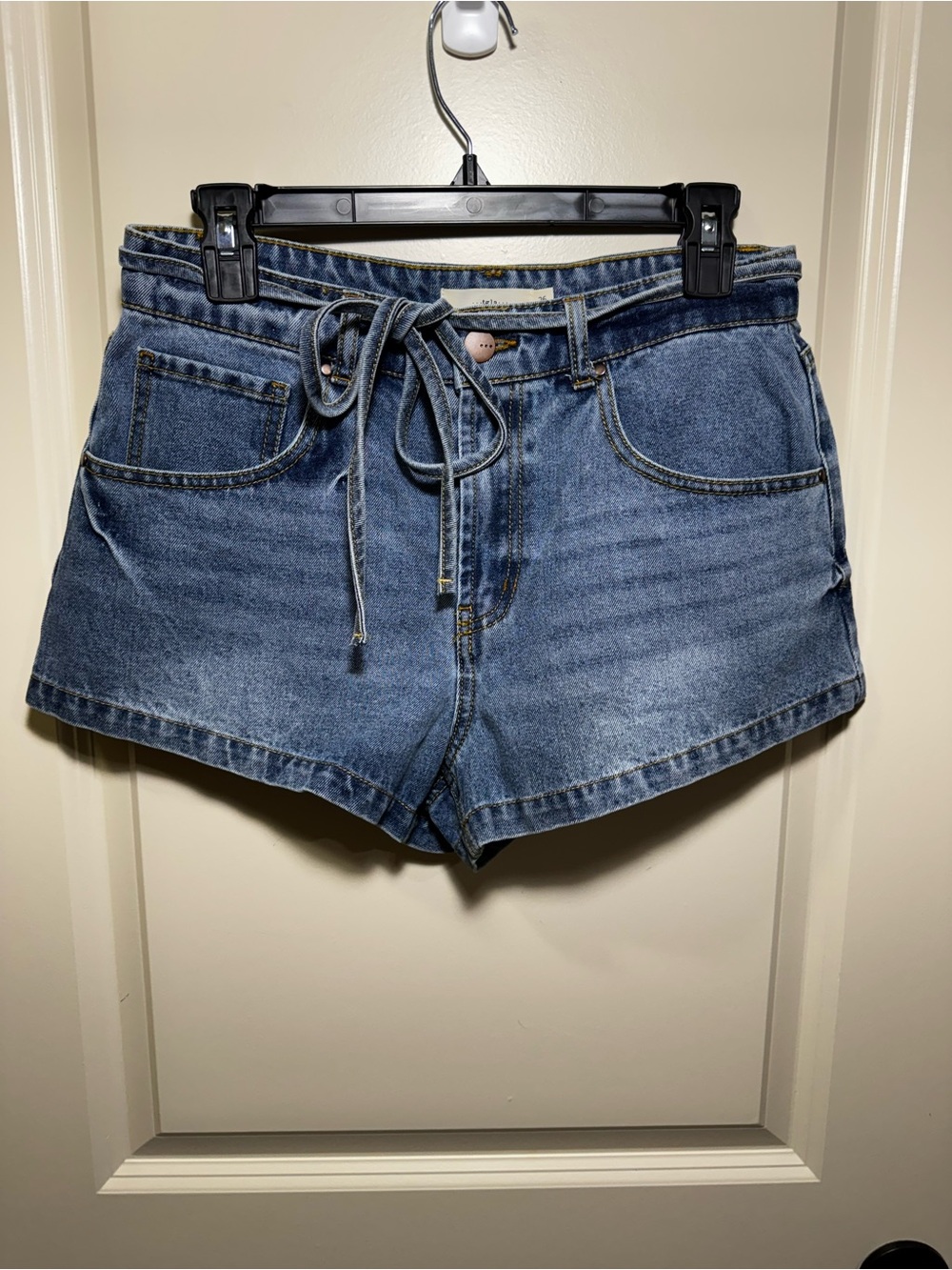 🆕 tgla Casual Tie-Waist Denim Shorts in Blue